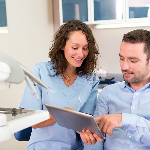 Whiting cosmetic dentist showing smile makeover options 